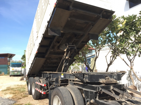 ขายรถพ่วง HINO 380 ซีรีส์500 ปี 56 ดั้มสามมิตร ยางดี ลูกสามเพลายาว 6.50 เมตร