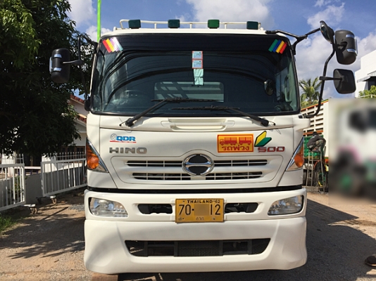 ขายรถพ่วง HINO 380 ซีรีส์500 ปี 56 ดั้มสามมิตร ยางดี ลูกสามเพลายาว 6.50 เมตร