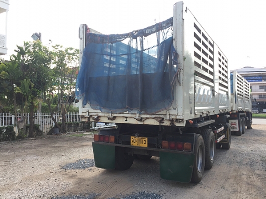 ขายรถพ่วง HINO 380 ซีรีส์500 ปี 56 ดั้มสามมิตร ยางดี ลูกสามเพลายาว 6.50 เมตร