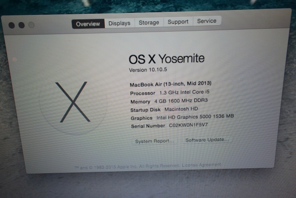 ลดราคา-โน้ตบุ๊ค MacBook Air 13นิ้ว mid2013 Core i5 1.3GHz Ram4G HDD128GB ที่ชาร์ท กระเป๋า สภาพใหม่