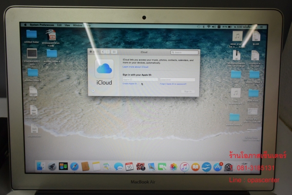 ลดราคา-โน้ตบุ๊ค MacBook Air 13นิ้ว mid2013 Core i5 1.3GHz Ram4G HDD128GB ที่ชาร์ท กระเป๋า สภาพใหม่