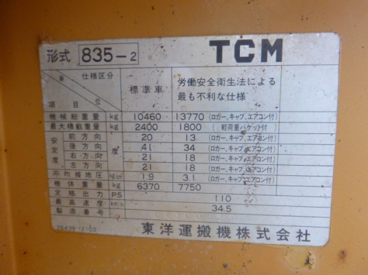ขายรถตัก TCM 835-2