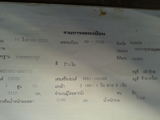 ขาย 6 ล้อ 100 แรง MAZDA เครื่อง ISUZU (4BB1 ฝาขาว)ลงเล่มแล้ว พร้อมโอน พร้อมใช้งาน ขาย 6 ล้อ 100 แรง MAZDA เครื่อง ISUZU (4BB1 ฝาขาว)ลงเล่มแล้ว พร้อมโอน พร้อมใช้งาน