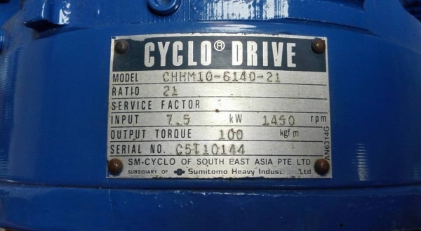 ** จัดส่งไปกาฬสินธ์ครับ ** มอเตอร์เกียร์ Sumitomo Cyclodrive 10 HP ทด 1:21 เพลาออก 70 RPM ของใหม่เก่าเก็บไม่เคยใช้งาน
