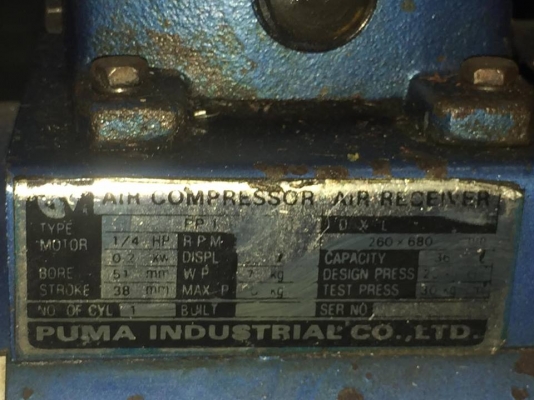 ขายครับ ปั๊มลมพูม่า ขนาดถัง36ลิตรไฟบ้าน220 หัวสูบกำลังอัดดีมาก  มอเตอร์ 4P 1/3HP 220V