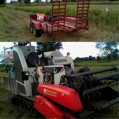ขายรถเกี่ยวข้าวคูโบต้าDC70ปี57 ทำงานพัน ชม.พร้อมรถลากสาลี่ สภาพสวยพร้อมทำงาน