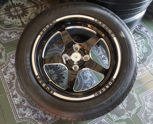 ขายล้อใหม่WORLD 4รู100 พร้อมยางเปอรืเช็น  4 ล้อ