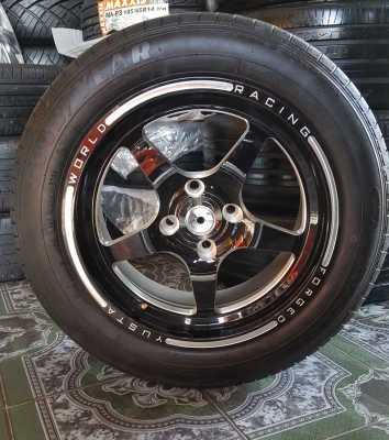 ขายล้อใหม่WORLD 4รู100 พร้อมยางเปอรืเช็น  4 ล้อ