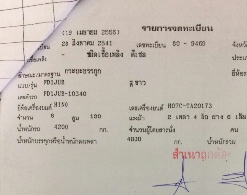 ขาย 595,000บ หกล้อ ฮีโน่ FD1J HO7C185โบว์,อินเตอร์ ปี41&quot;รุ่นยาวพิเศษ&quot;ยาว 7.50ม สภาพดีสวยเด