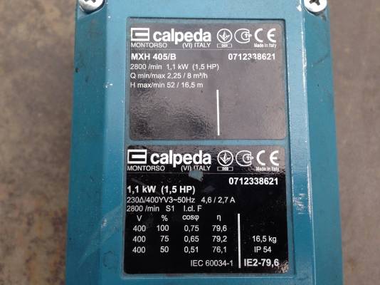 ขายปั้มน้ำแรงดันสูงหัวปั้มสแตนเลส Calpada 1.5HP 380V made in Italy สภาพสวยใหม่มาก พร้อมใช้งาน