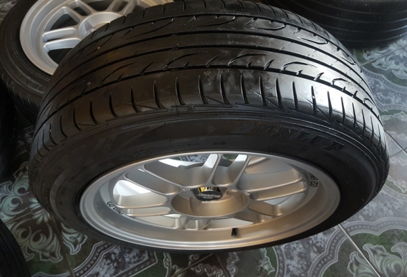 ขายล้อใหม่15 Rpf1 4รู100 ยางเปอร์เช็นปี16  4 ล้อ