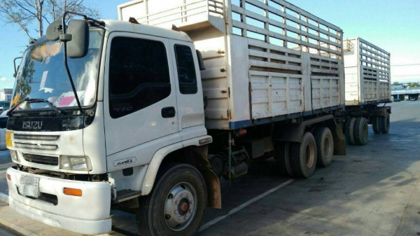 ขายรถพ่วง 18 ล้อ แม่-ลูก กระบะเหล็กคอกสูงดั้ม ISUZU 270 ปี.48 วางเครื่อง 320 แรง ลงเล่มแล้ว ราคา 155