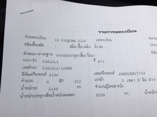 รถฮีโน่ 6 ล้อ ( พื้นเรียบ ) FG8J 212 แรงม้า. ปี 56. , ( รถวิ่ง 1xx,xxx กม. ) สนใจติดต่อ 081 - 607951