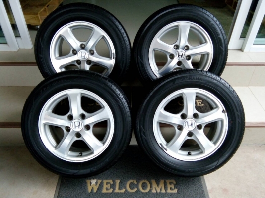 ล้อแม็ก ซีวิค ขอบ15 5รู พร้อมยาง โยโกฮาม่า 195/65R15 ปี12