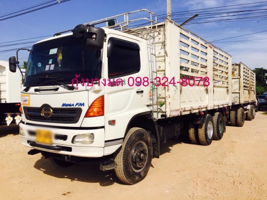 ขายรถพ่วงไม่ดัมพ์ Hino mega เครื่อง 320 แรง ปี 47 กระบะไม่ดัมพ์สามมิตร ลูก 3 เพลาแท้ ทะเบียนพร้อม