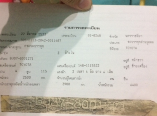 ขายหกล้อโตโยต้าไดน่า 115 พร้อมใช้ ภาษีไม่ขาด เอกสารพร้อมโอน ราคา 175,000฿ 082-1113135