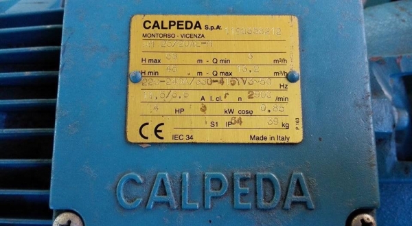 ** ของใหม่!! ** ปั้มน้ำแรงดันใบพัดทองเหลืองอิตาลี่ CALPEDA Made in ITALY 4 HP 380V ** ของใหม่!! ** ปั้มน้ำแรงดันใบพัดทองเหลืองอิตาลี่ CALPEDA Made in ITALY 4 HP 380V
