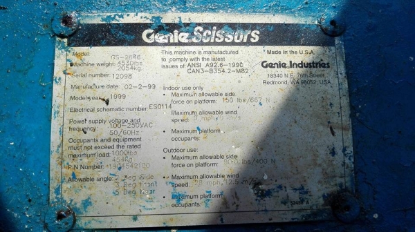 ** เหลือ 3 คันครับ ** ลิฟท์กระเช้าขากรรไกร Genie Scissor Made in USA รุ่น GS-2646 (มี 6 คัน)