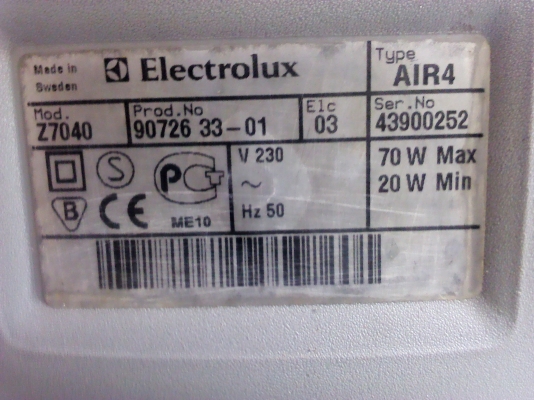 เครื่องฟอกอากาศ Electrolux  รุ่น oxygen Z7040