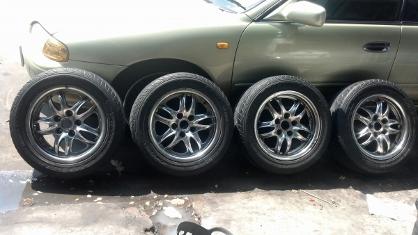 แม็กก้านยก สีคอมเมี่ยม งานยาชิโยดะ ขอบ 15 ห้ารูร้อยสิบสี่ พร้อมยางถูกๆ