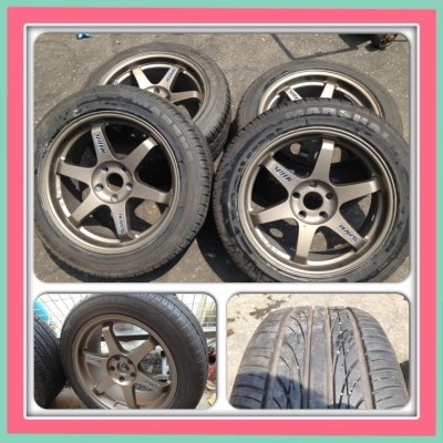 ขายแม็กมือ2 ขอบ 18 TE37 หน้า8 หลัง9 5 รู 114 +ยางปี 11 ราคา 19900 บ.ถูก