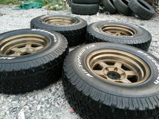 ขายแม็กTE37. 6รูขอบ16 พร้อมยางBF Goodrich U. S. A. ยางสัปดาห์ที่34 ปั12 ดอกยางหนาเต็มเท่ากัน สวยๆ จำนวน 1 ชุด