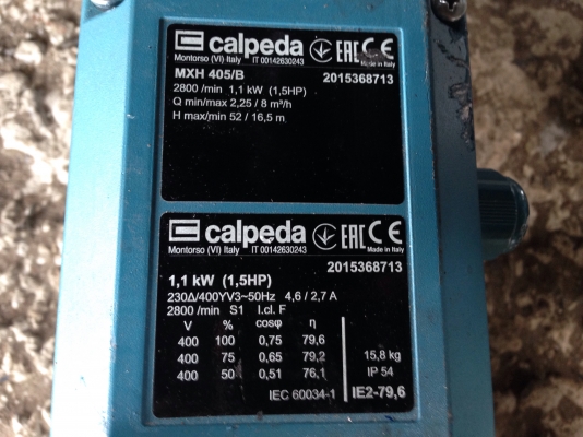 ขายปั้มน้ำแรงดันสูงหัวปั้มสแตนเลส Calpada 1.5HP 380V made in Italy สภาพสวยใหม่มาก พร้อมใช้งาน มีมา 5ตัวครับ