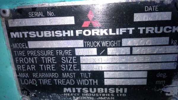 ขายรถยก มิตซูบิชิ แกรนเดียดีเซล 3ตัน เสา 4.5เมตร ไซชิป