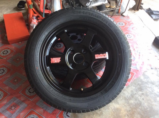 ขายคับขายTE37 กว้าง7นิ้ว4รู100งานเลนโซ่ พร้อมยาง