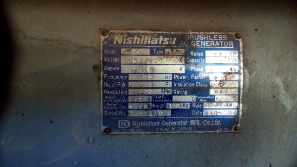 เครื่องปันไฟ 30KVA 3 เฟส Nishihatsu เครื่องปันไฟ 30KVA 3 เฟส Nishihatsu