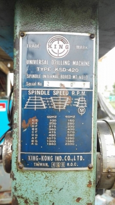 ** SOLD ** สว่านแท่น KING รุ่น KSD-420 เจาะได้ 1.1/4"(31mm)มอเตอร์ Mitsu 1 HP ไฟบ้าน 220V สดแน่นวัยรุ่นชอบ!!