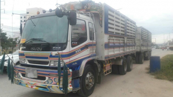 ขายรถพ่วงไม่ดั้ม 22 ล้อ แม่-ลูก กระบะเหล็กคอกเกษตรไม่ดั้ม อู่.สห กิจ ISUZU 320 ปี.51 แม็คโหลด รถ สวย