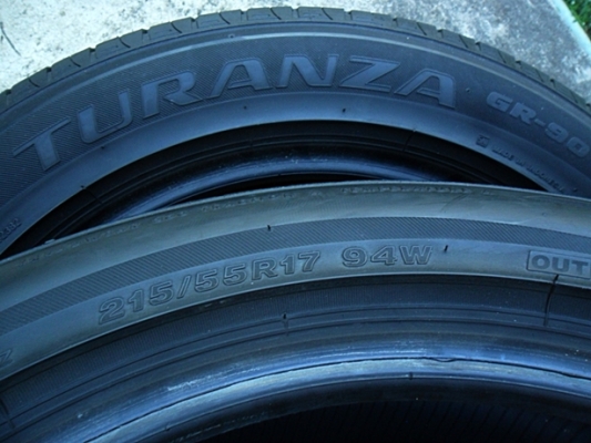 ยาง17 บริดสโตน215-55-17 ลงพื้นปี14 ดอกเกือบ1เซ็น