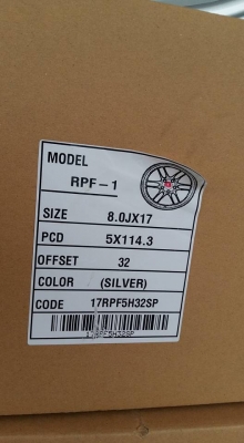 ขายล้อแม็กใหม่ rpf1 17"&times;8" et32 5รู114.3 สีเงิน งานไทย kk สนใจติดต่อ ตาเล็ก ล้อและยางครับ 081-3747940