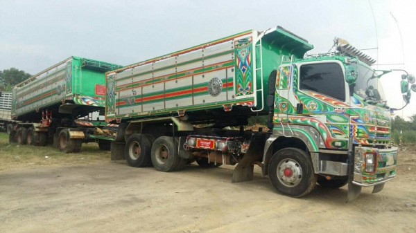 ขายรถพ่วง 22 ล้อ แม่-ลูก กระบะเนียมดั้ม แม่ยาว.6.20/ลูกยาว6.8 0/กว้าง2.50/สูง1.70ม. อู่ .ไทยเทมนเลอร์  ISUZU 360 ปี.57 ราคา  2580000 สนใจรีบจองด่วนครับ