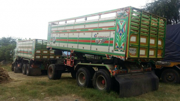 ขายรถพ่วง 22 ล้อ แม่-ลูก กระบะเนียมดั้ม แม่ยาว.6.20/ลูกยาว6.8 0/กว้าง2.50/สูง1.70ม. อู่ .ไทยเทมนเลอร์  ISUZU 360 ปี.57 ราคา  2580000 สนใจรีบจองด่วนครับ