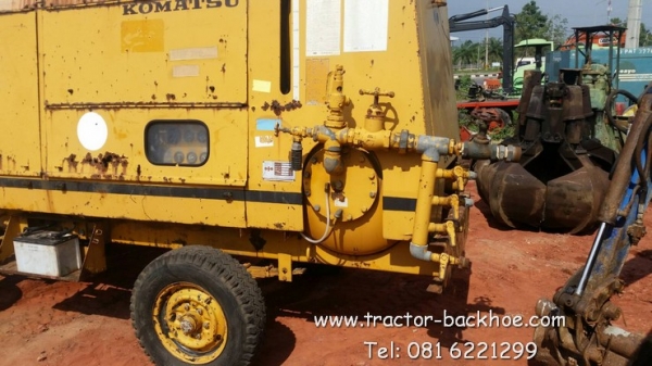 ขาย เครื่องปั๊มลม ขนาดใหญ่ มีล้อพ่วงลาก เทรเลอร์ komatsu EC105Vs-1 มือสอง เก่านอก พร้อมใช้งาน