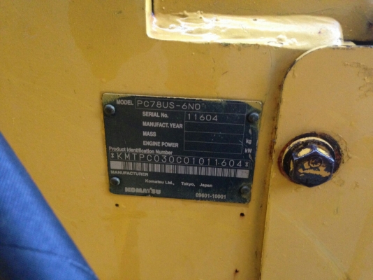 รถแม็คโคยี่ห้อ KOMATSU รุ่น PC78 US -6NO SERIAL NO. 11604 รถแม็คโคยี่ห้อ KOMATSU รุ่น PC78 US -6NO SERIAL NO. 11604