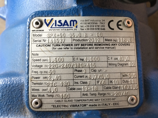 ขายมอเตอร์สั่น-เขย่า Visam made in Italy ขนาด 3HP. 380V ของใหม่ไม่เคยใช้งาน สวยมากครับ พร้อมใช้งาน ขายมอเตอร์สั่น-เขย่า Visam made in Italy ขนาด 3HP. 380V ของใหม่ไม่เคยใช้งาน สวยมากครับ พร้อมใช้งาน