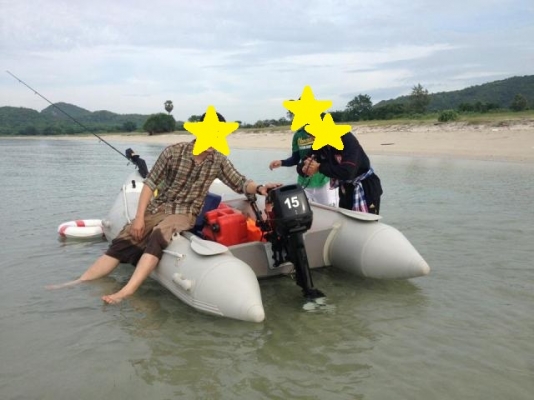 ขายเรือยางกู้ภัย +หลังคา และ เครื่องเรือ Yamabisi 15 Hp 2 จังหวะ