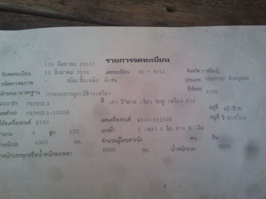 ขาย HINO 120 แรง ปี 38 ห้างแท้สวยๆ มีแอร์ เฟือง F หลังแล้วรถสภาพดีพร้อมใช้ครับ