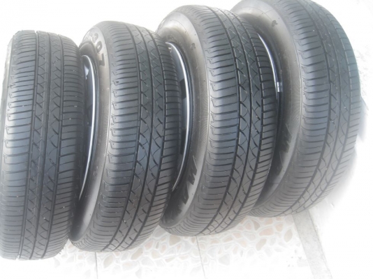 ขายกะทะล้อ nissan march 14" 4/100 +ฝาครอบ+ยางปลายปี12(081-3747940)