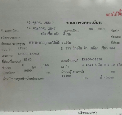 ขายถูกๆ((465,000บ)) สิบล้อ ฮีโน่ KT 925 EH700 สโลส 2เพา แอร์ พ.เวอร์ ทิฟิฟี้ สภาพดีพร้อมใช้งาน วางหัวไฮเท็ค แจ้งลง-เล่ม-แล้ว ทะเบียนพร้อมโอน