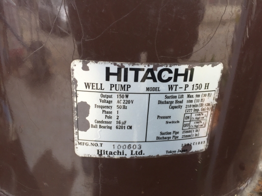 ขายปั้มน้ำออโต้ HITACHI 150 watt มือสองครับ ขายปั้มน้ำออโต้ HITACHI 150 watt มือสองครับ