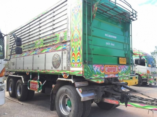 ขาย HINO 344 พ่วงแม่ลูก กระบะเนียมคอกเกษตรดั๊ม อู่ ไทยรุ่งเรือง รถปี 57 ( มี 2 พ่วง )