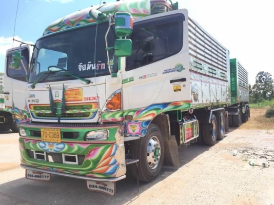ขาย HINO 344 พ่วงแม่ลูก กระบะเนียมคอกเกษตรดั๊ม อู่ ไทยรุ่งเรือง รถปี 57 ( มี 2 พ่วง )