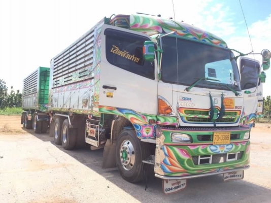 ขาย HINO 344 พ่วงแม่ลูก กระบะเนียมคอกเกษตรดั๊ม อู่ ไทยรุ่งเรือง รถปี 57 ( มี 2 พ่วง )