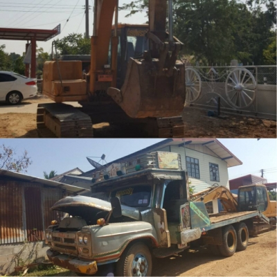 ขายรถขุดแบ็คโค PC120-6ไฟฟ้าเต็มเล่มทะเบียน พร้อมรถลากเทรลเลอร์หัวยาว165 1เพลา พร้อมมือขุดตอไม้