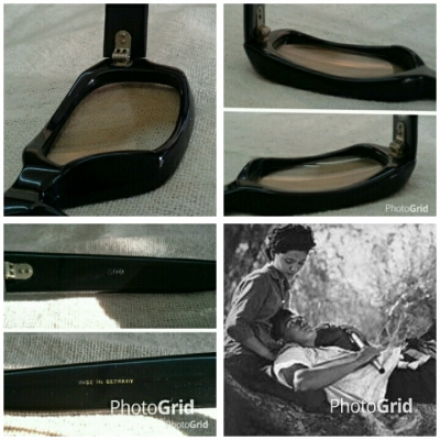 แว่นตา &#039;เนิร์ด&#039; ยุค &#039;60s  เลนส์กระจกสายตายาวสองชั้น  หายาก!  Vintage NERD handmade in Germany  ค่าสายตา +250