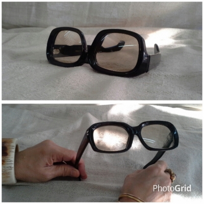แว่นตา &#039;เนิร์ด&#039; ยุค &#039;60s  เลนส์กระจกสายตายาวสองชั้น  หายาก!  Vintage NERD handmade in Germany  ค่าสายตา +250